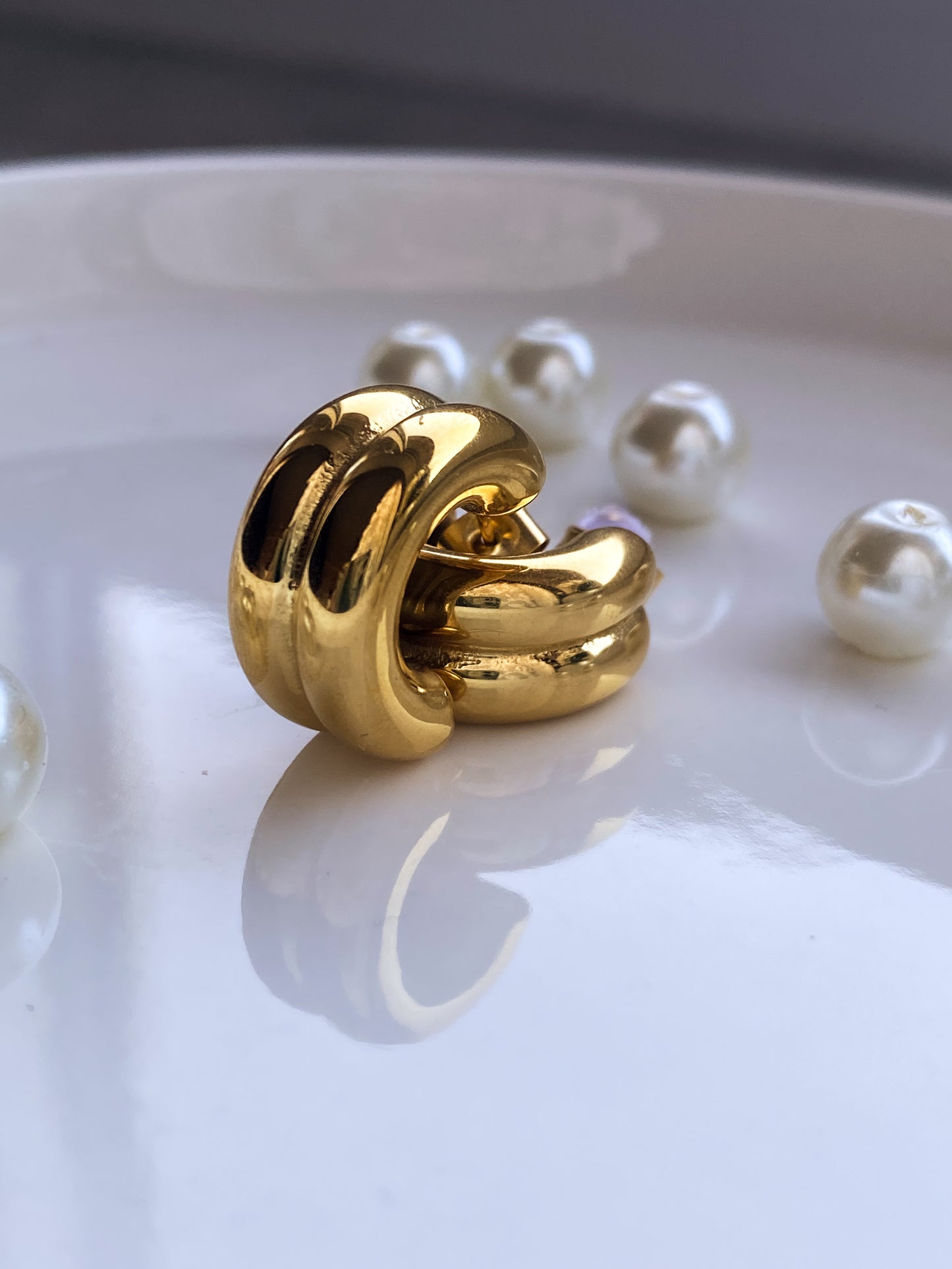 Chunky, Creolen Ohrringe, gold