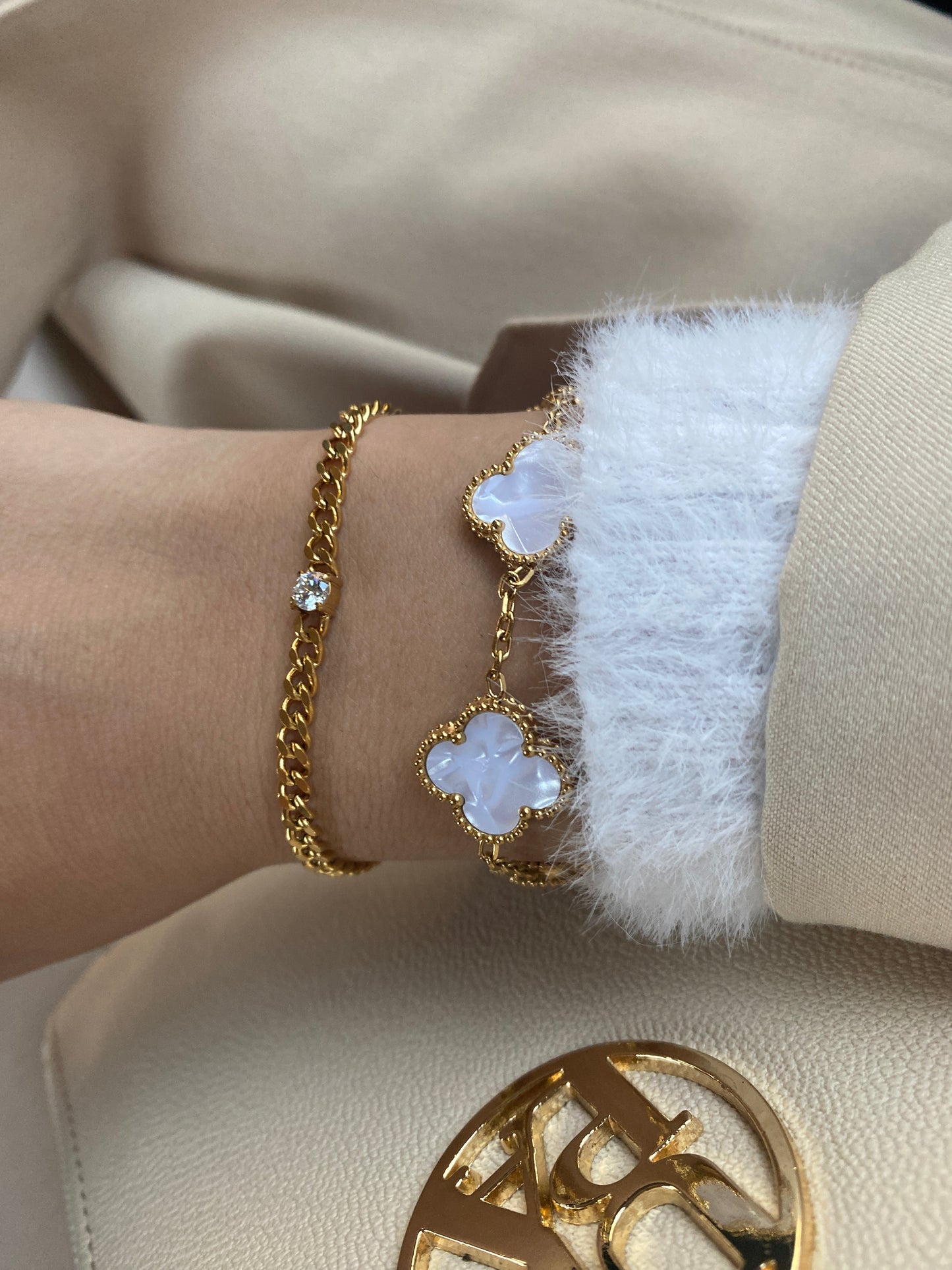 Cuban Link Armband mit Zirkonia-Stein, gold