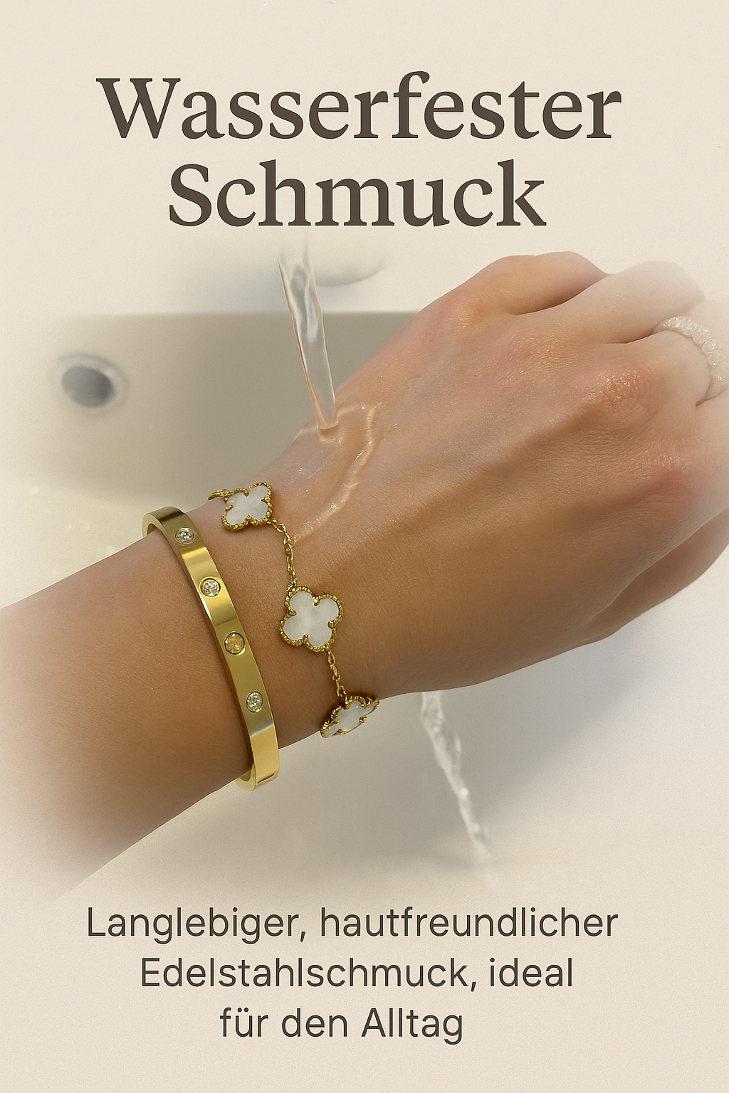 Kleeblatt Armband, schwarz
