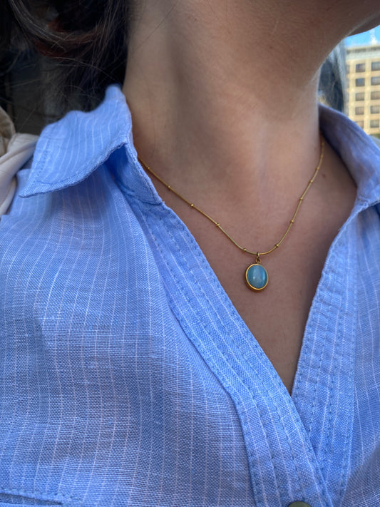 Ocean Blue-  Halskette mit blauem Stein Anhänger