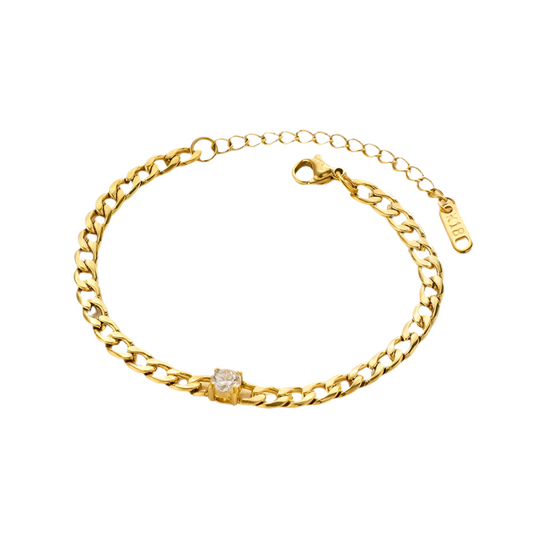 Cuban Link Armband mit Zirkonia-Stein, gold