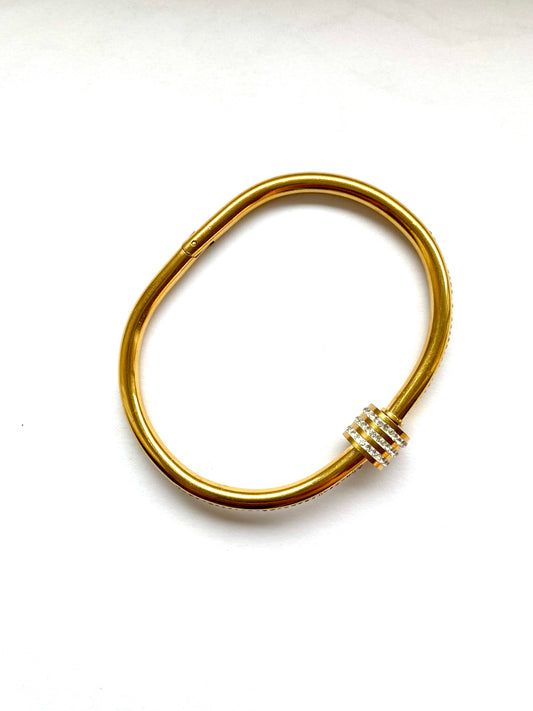 Goldener Edelstahl Armreif mit Zirkonia - Leyla