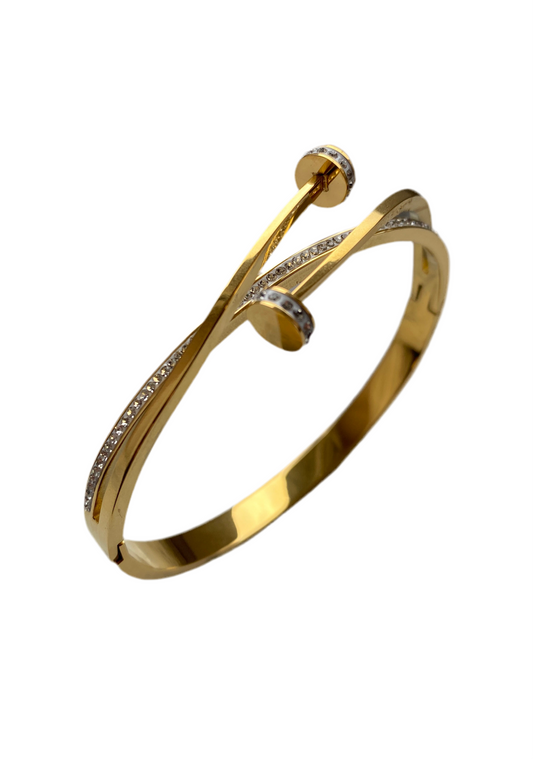 Eleganter Nagel-Design Armreif aus Edelstahl mit Steinen